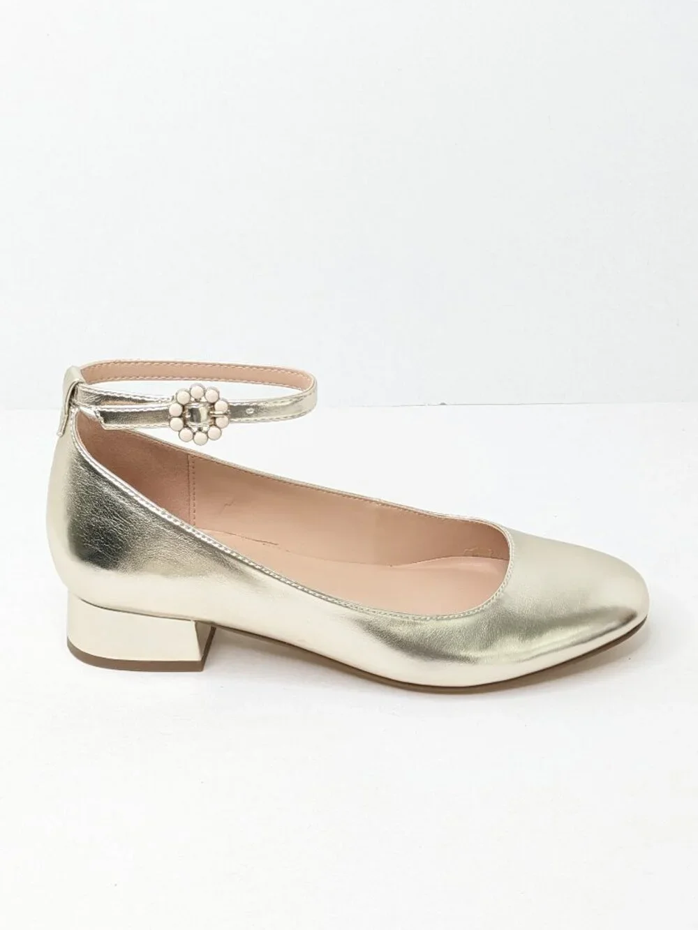 Bandolino Lexy Heeled Ankle Strap Pumps Light Natural Women's 6